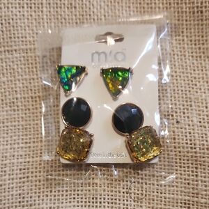 🔥3 For 10🔥 MIA Vibrant Green and Gold Earring Trio